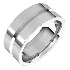10K Yellow Or White Or Rose Gold Grooved Comfort-Fit Flat Band
