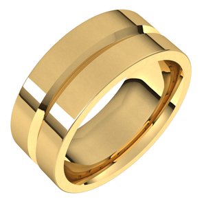 10K Yellow Or White Or Rose Gold Grooved Comfort-Fit Flat Band