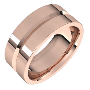 10K Yellow Or White Or Rose Gold Grooved Comfort-Fit Flat Band