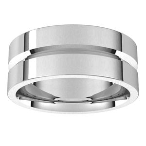 10K Yellow Or White Or Rose Gold Grooved Comfort-Fit Flat Band