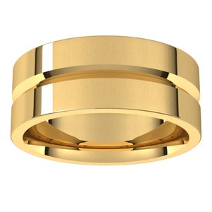 10K Yellow Or White Or Rose Gold Grooved Comfort-Fit Flat Band