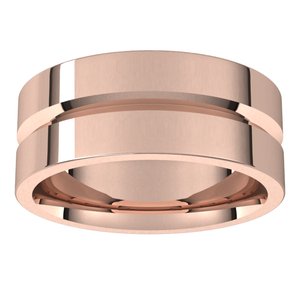 10K Yellow Or White Or Rose Gold Grooved Comfort-Fit Flat Band