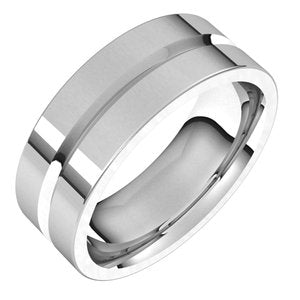 10K Yellow Or White Or Rose Gold Grooved Comfort-Fit Flat Band