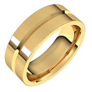 10K Yellow Or White Or Rose Gold Grooved Comfort-Fit Flat Band