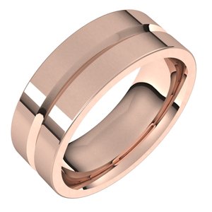 10K Yellow Or White Or Rose Gold Grooved Comfort-Fit Flat Band