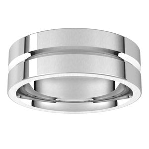 10K Yellow Or White Or Rose Gold Grooved Comfort-Fit Flat Band