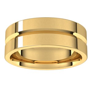 10K Yellow Or White Or Rose Gold Grooved Comfort-Fit Flat Band