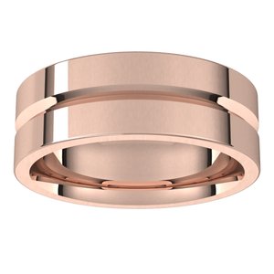 10K Yellow Or White Or Rose Gold Grooved Comfort-Fit Flat Band