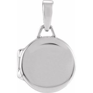 Rhodium-Plated Sterling Silver 19.3 X 12 Mm Polished Round Metal Locket