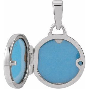 Rhodium-Plated Sterling Silver 19.3 X 12 Mm Polished Round Metal Locket