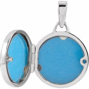 Rhodium-Plated Sterling Silver 21.6 X 14.4 Mm Polished Round Metal Locket
