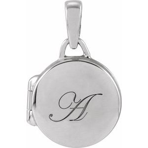 14K White Gold 19.3 X 12 Mm Polished Round Metal Locket