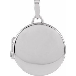 14K White Gold 25.6 X 18 Mm Polished Round Metal Locket