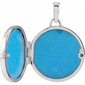 14K White Gold 25.6 X 18 Mm Polished Round Metal Locket