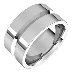 10K Yellow Or White Or Rose Gold Grooved Comfort-Fit Flat Band