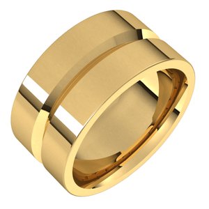 10K Yellow Or White Or Rose Gold Grooved Comfort-Fit Flat Band