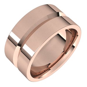 10K Yellow Or White Or Rose Gold Grooved Comfort-Fit Flat Band