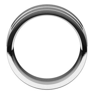10K Yellow Or White Or Rose Gold Grooved Comfort-Fit Flat Band
