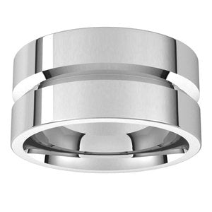 10K Yellow Or White Or Rose Gold Grooved Comfort-Fit Flat Band