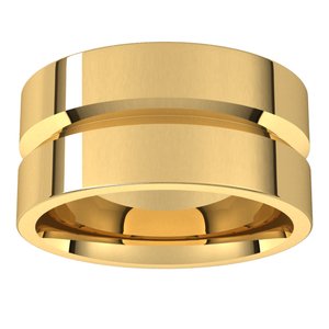 10K Yellow Or White Or Rose Gold Grooved Comfort-Fit Flat Band