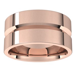 10K Yellow Or White Or Rose Gold Grooved Comfort-Fit Flat Band