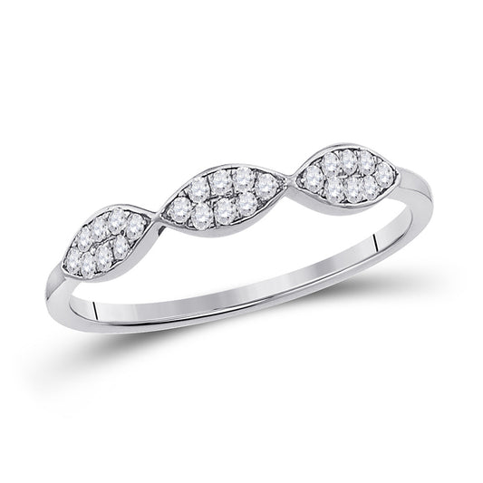 10K White Gold Womens Round Diamond Oval Cluster Stackable Band Ring 1/8 Cttw, Womens Size: 5-10