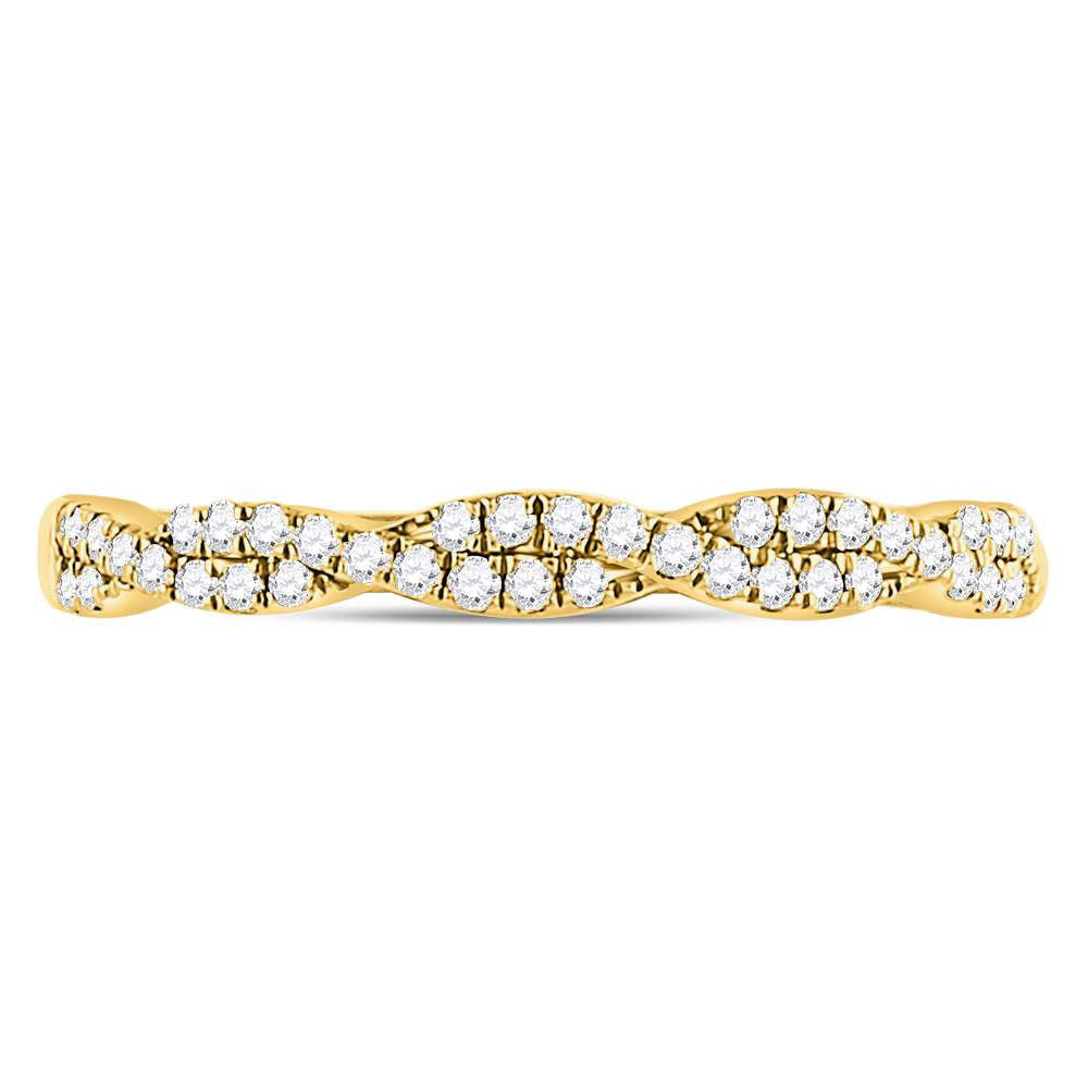 10K Yellow Or Rose Gold  Womens Round Diamond Twist Stackable Band Ring 1/4 Cttw, Womens Size: 5-10
