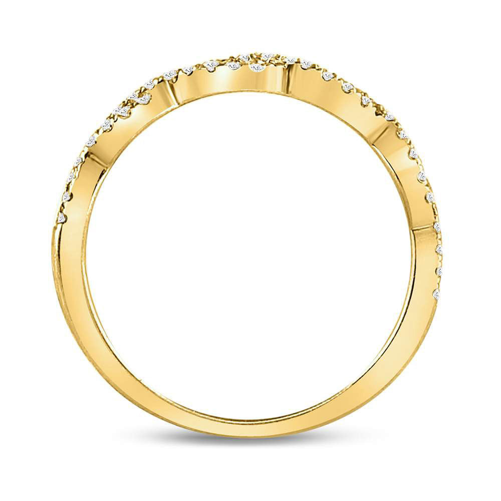 10K Yellow Or Rose Gold  Womens Round Diamond Twist Stackable Band Ring 1/4 Cttw, Womens Size: 5-10