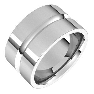 10K Yellow Or White Or Rose Gold Grooved Comfort-Fit Flat Band