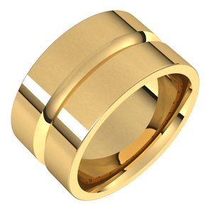 10K Yellow Or White Or Rose Gold Grooved Comfort-Fit Flat Band