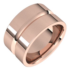 10K Yellow Or White Or Rose Gold Grooved Comfort-Fit Flat Band