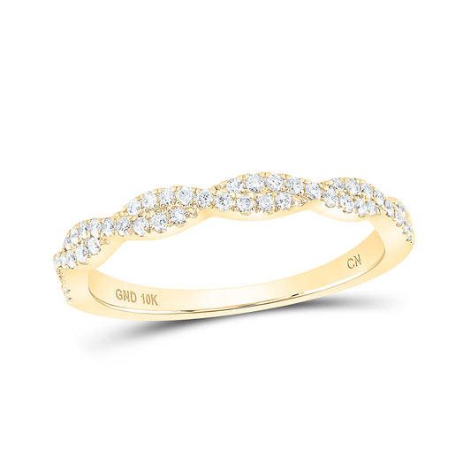 10K Yellow Or Rose Gold  Womens Round Diamond Twist Stackable Band Ring 1/4 Cttw, Womens Size: 5-10
