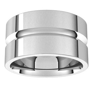 10K Yellow Or White Or Rose Gold Grooved Comfort-Fit Flat Band