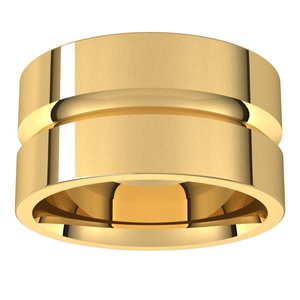 10K Yellow Or White Or Rose Gold Grooved Comfort-Fit Flat Band