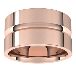 10K Yellow Or White Or Rose Gold Grooved Comfort-Fit Flat Band