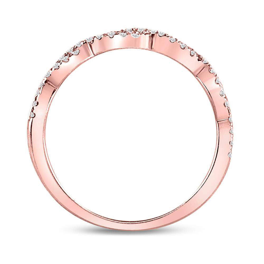 10K Yellow Or Rose Gold  Womens Round Diamond Twist Stackable Band Ring 1/4 Cttw, Womens Size: 5-10