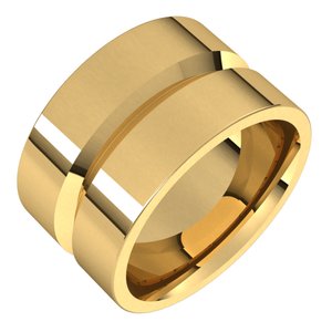 10K Yellow Or White Or Rose Gold Grooved Comfort-Fit Flat Band