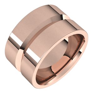 10K Yellow Or White Or Rose Gold Grooved Comfort-Fit Flat Band