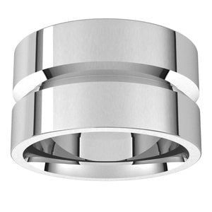 10K Yellow Or White Or Rose Gold Grooved Comfort-Fit Flat Band