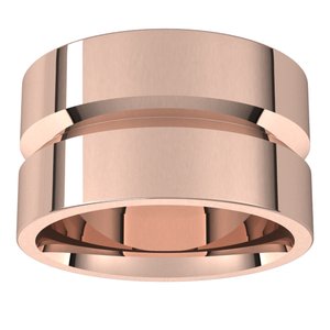 10K Yellow Or White Or Rose Gold Grooved Comfort-Fit Flat Band