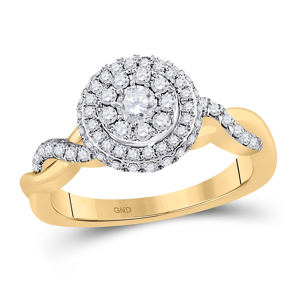 10K Yellow Or White Gold  Round Diamond Halo Bridal Wedding Engagement Ring 3/4 Cttw, Womens Size: 5-10