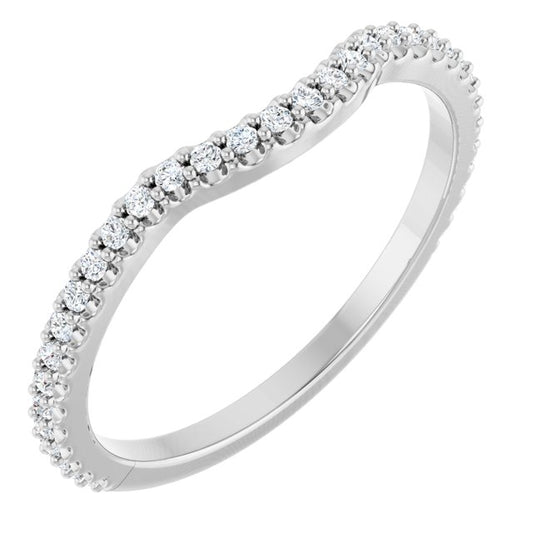 14K White Gold Round 1.1 Mm Polished 1/5 Ctw Lab Grown Diamond Contour Band, Size 7