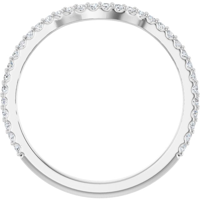 14K White Gold Round 1.1 Mm Polished 1/5 Ctw Lab Grown Diamond Contour Band, Size 7