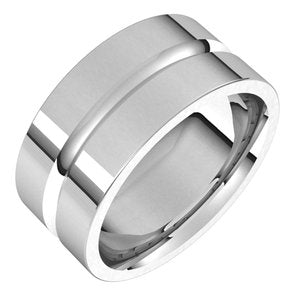 10K Yellow Or White Or Rose Gold Grooved Comfort-Fit Flat Band