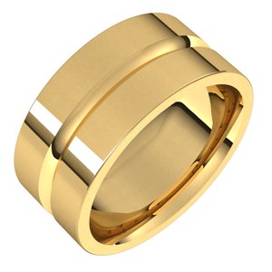 10K Yellow Or White Or Rose Gold Grooved Comfort-Fit Flat Band