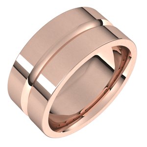 10K Yellow Or White Or Rose Gold Grooved Comfort-Fit Flat Band