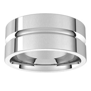 10K Yellow Or White Or Rose Gold Grooved Comfort-Fit Flat Band