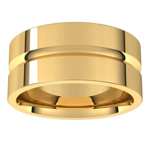 10K Yellow Or White Or Rose Gold Grooved Comfort-Fit Flat Band
