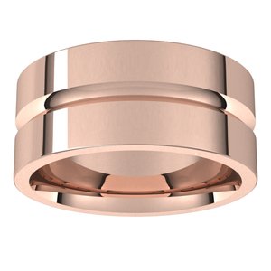 10K Yellow Or White Or Rose Gold Grooved Comfort-Fit Flat Band