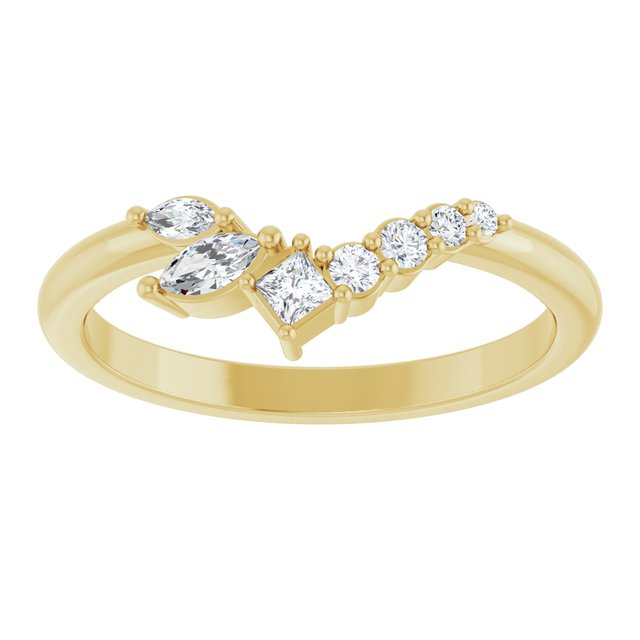 14K Yellow Or White Gold Marquise 4 X 2 Mm Polished 1/5 Lab Grown Diamond Contour Band, Size 7